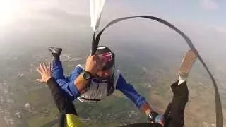 AFF Jump, pilot chute entanglement with the instructor's camera