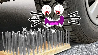 Car Vs 1000 Nails! Crushing Crunchy & Soft Things by Car | Lucky Doodles