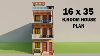 6 Bedroom house plan,16*35 ghar ka naksha,3Dhouse planing,new house elevation,3D map plan