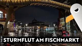 Schwere Sturmflut in Hamburg - Sturmtief Zoltan überflutet den Fischmarkt