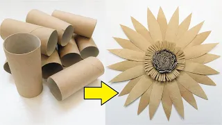 Słonecznik z Rolek po Papierze Toaletowym / Rękodzieło z papierowych rolek