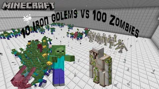 100 Iron golems vs 500 Zombies/mobs WHO WILL WIN