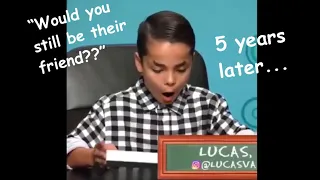 Lucas from kids react on gay marriage THEN VS NOW