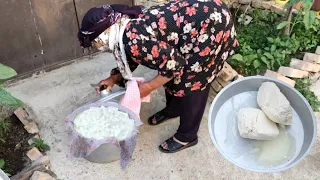 IRAN Village Life: Cheese making - making cheese from cow’s fresh milk | milking cow