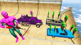 GTA 5 Crazy Ragdolls Mega Ramp Spiderman Vs Spiderman Fails/Jumps #2 | Euphoria Physics | Funny