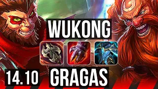 WUKONG vs GRAGAS (TOP) | 45k DMG, 6 solo kills, 8/3/14, Dominating | KR Master | 14.10