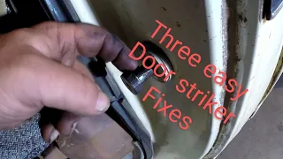 Square body Chevy GMC door striker repair. 3 easy fixes to fix a missing door striker bushing.