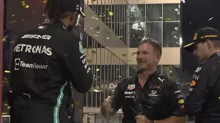 Christian Horner Congratulating Lewis Hamilton on the podium | Abu Dhabi 2021 GP