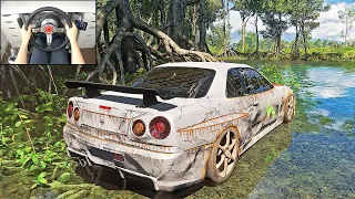 Abandoned Nissan Skyline R34 - Forza Horizon 5 (Steering Wheel + Shifter) Gameplay