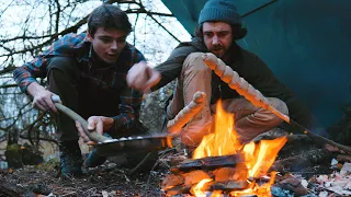 CHRISTMAS CARVING FUN & CHILL ~bowdrill, campfire cooking, etc.