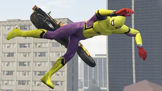 GTA 5 Yellow Spiderman Falling off Highest Buildings - Spider-Man Fails (Euphoria Ragdolls)