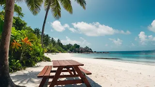 Outdoor Seaside Cafe Ambience with Positive Bossa Nova Jazz Music & Ocean Wave Sounds for Good Moods