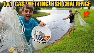 1v1 CASTNETTING EXOTIC FISH for BackYard POND!! (crazy)