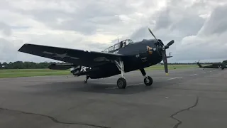 Grumman TBM -3E Avenger startup Slo-Mo, Wright Cyclone R-2600