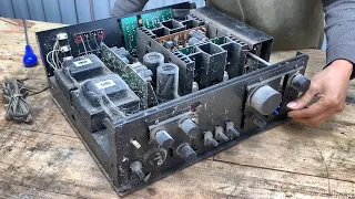 Manual Restoration Of Sansui AU 607 Integrated Amplifier // Restore Damaged 185W Old Amplifier