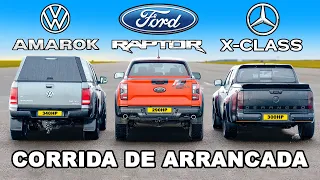 Novo Ranger Raptor vs Amarok e X-Class tunados: CORRIDA DE ARRANCADA