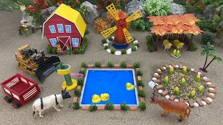 DIY MINI FARM DIORAMA WITH HOUSE & POOL & SHED - MINI FARM DIORAMA - CARTOON VIDEOS