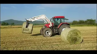 Utovar Rolo Bala Case MX 100c | Case MX 100c round bale loading and transport | Case MX 100c