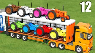 GARAGE OF COLORS ! MINI TRACTORS TRASPORTING TO PARKING ! Farming Simulator #12