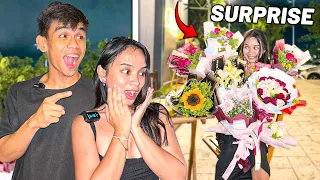 GIVING 10 BOUQUET to my GIRLFRIEND!! - SURPRISE