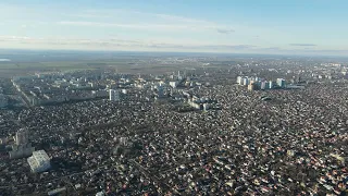 View at the Odessa city from 500m above the Black sea