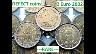 Italy France Spain 2 Euro 2002 DEFECT euro coins REAL!100%