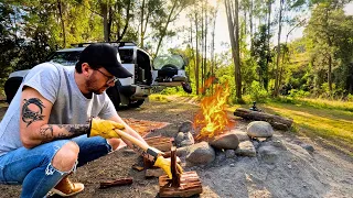 Forest CAMPING | Stoney Creek solo overnight | TRUCK | LAND ROVER DEFENDER | ASMR