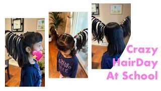 Hairstyles for Crazy Hair Day At School ॥ Quick & Easy but Cute & Crazy