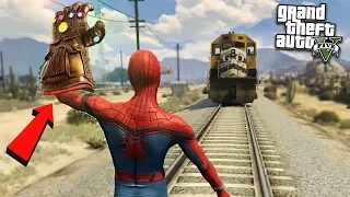 SPIDERMAN DESTROYS TRAIN w/ INFINITY - GTA 5 Mods