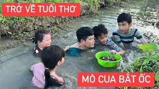 Nghỉ lễ Khương Dừa về quê dẫn đàn con đi mò cua bắt ốc vui như đi du lịch