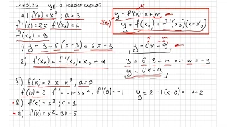 М10 (43.22-43.40) Производная. Составить уравнение касательной. Похожие примеры для ЕГЭ (задание 7).