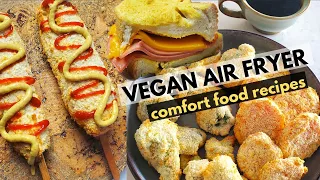 VEGAN AIR FRYER COMFORT FOOD RECIPES (Vegan Cheese Corn Dogs, Tempura, Eggy Toast)