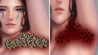 ASMR Underarm Deep Cleaning of Ticks  l Crying Girl Severely injured Animation