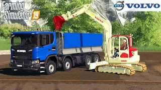 Farming Simulator 19 - VOLVO ECR88D Excavator Loads Dirt Into A Dump Truck