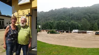 CAMPINGPLATZ VERLIERT 110 HÄUSER DURCH HOCHWASSER. Ehepaar gibt nicht auf. Jetzt WIEDERERÖFFNUNG.