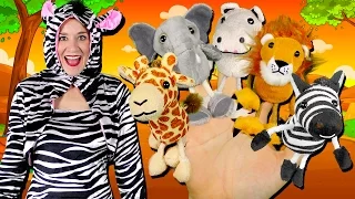 Safari Animals Finger Family Song | Elephant, Lion, Giraffe, Zebra & Hippo! Wild Animals for kids