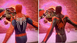 Spider-Verse Scene SIDE-BY-SIDE Comparison (Miles & Peter) MARVEL'S SPIDER-MAN 2 Secret Cutscene