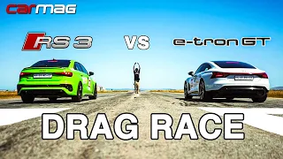 DRAG RACE: Audi e-tron GT quattro vs Audi RS 3