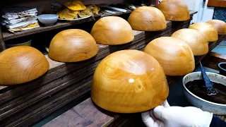 Process of Making Wooden Buddhist Monks Bowl. Korean Wood Master in Jiri Mountain.