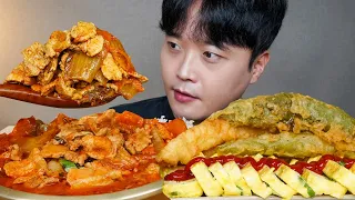 [와차밥] 돼지고기 김치찌개 오징어튀김 고추튀김 계란말이 요리 먹방 Korean Food ASMR MUKBANG REAL SOUND EATING SHOW