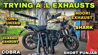 Classic & Bullet Exhausts on BS7 E20 HUNTER 350 | Trying Loud Exhaust on Hunter 350 | #MxK