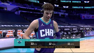 LaMelo Ball Reacts To Becoming The Youngest Player In NBA History To Post Triple-Double