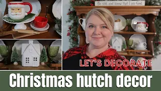 Decorating my hutch for Christmas | Decorate with me | Mobile home Christmas decor