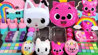 Gabby vs pinkfong SlimeMixing Makeup,Parts,Glitter Into Slime.Satisfying slime#ASMR#satisfying#slime