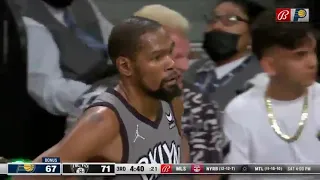 Kevin Durant receives a Technical Foul After Throws Ball Into the Croud...