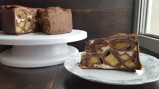 Шоколадный БЛИННЫЙ ТОРТ🥞заварной КРЕМ ДИПЛОМАТ+БАНАНЫ🥞 Chocolate crepe cake