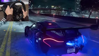 1200 HP McLaren P1 | Night Drive and racing | Steering wheel gameplay NFS Heat