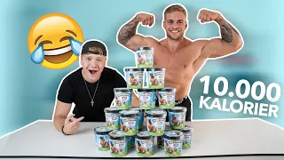 10K CALORIE CHALLENGE - ONLY BEN & JERRY’S - IN 45 MINUTES! | 🤮 PUKE ALERT 🤮 | Ft. Tobias Møller