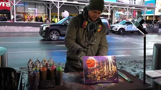 NYC Times Square Amazing Spray Paint Artist