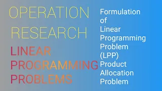 L3  Linear Programming Problem  Example   Product Mix Problem